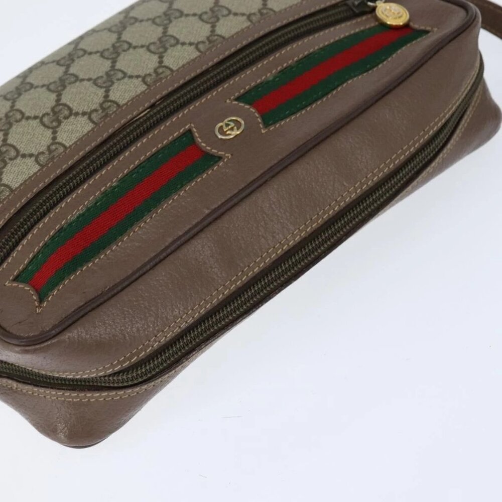 GUCCI GG Supreme Web Sherry Line Shoulder Bag PVC Beige 001 44 6472 Auth 150085 - Picture 6 of 15